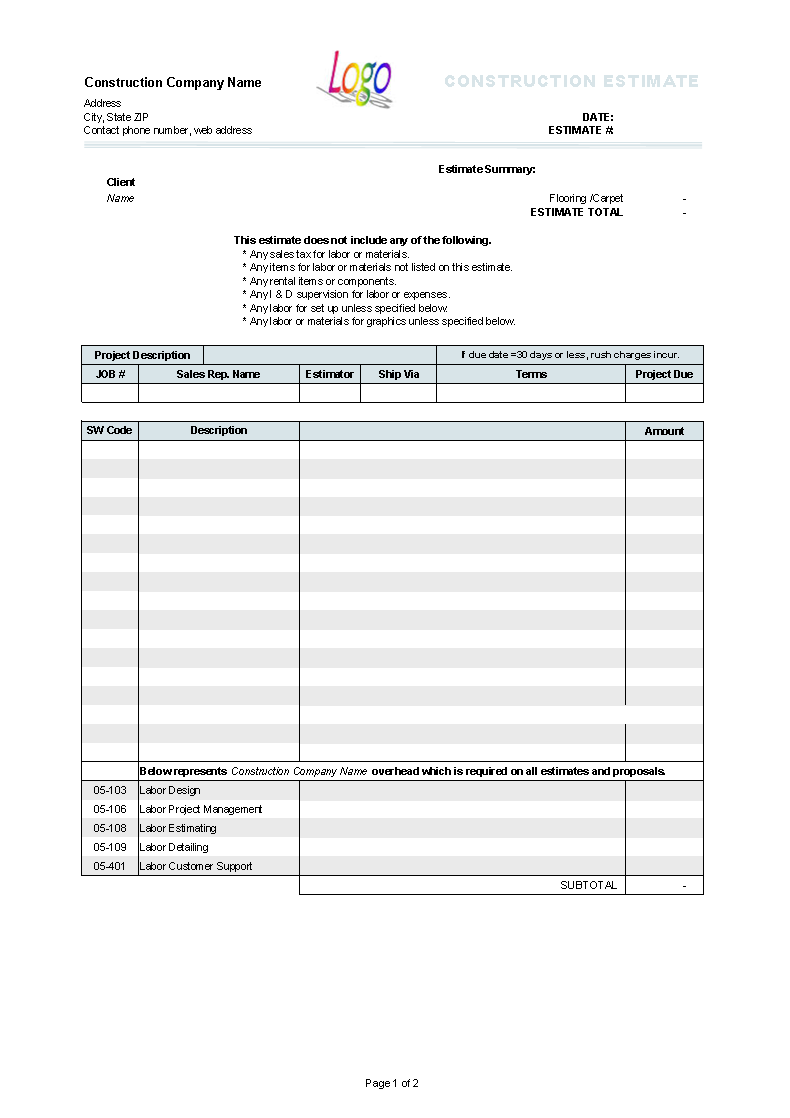 28-contractor-estimate-template-free-download-in-2020-with-images