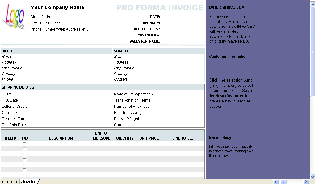 Free Proforma Invoice Template 2.10 full