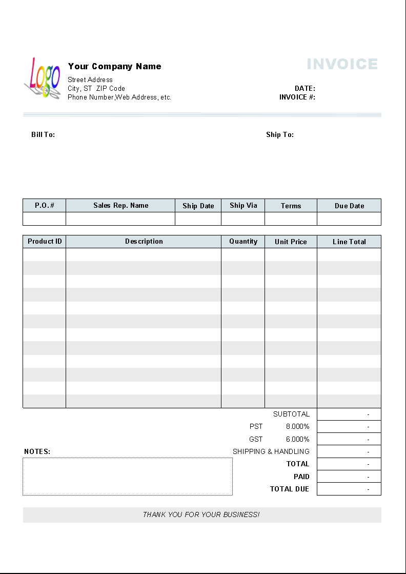 General Sales Invoice Template Uniform Invoice Software