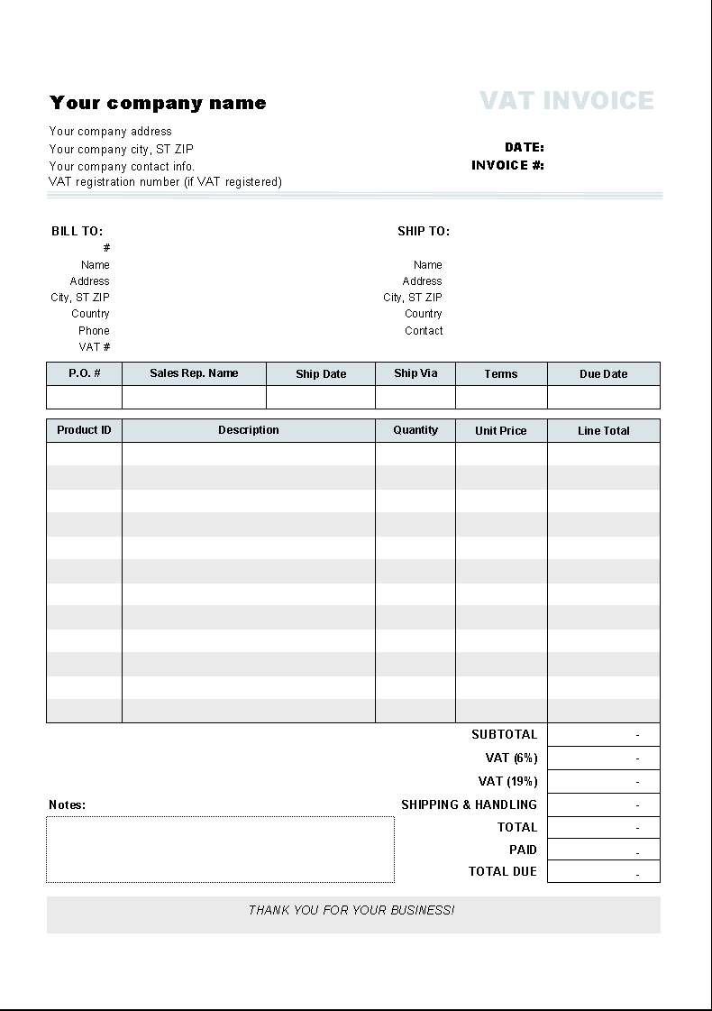 Electrical Tax Invoice Template