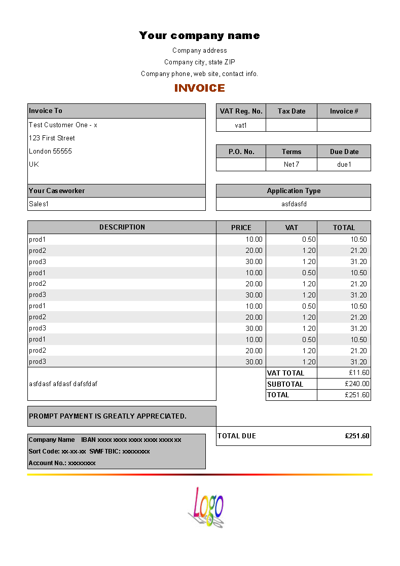 Word Invoice Template Uk - 10 Results Found - Uniform ...