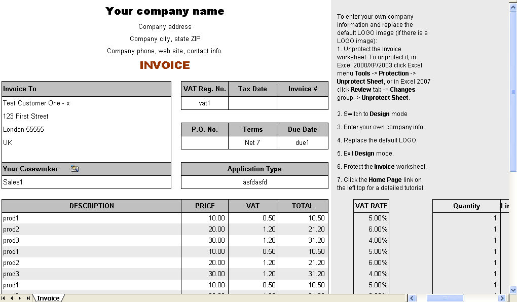 VAT Service Invoice Form 1.10 full