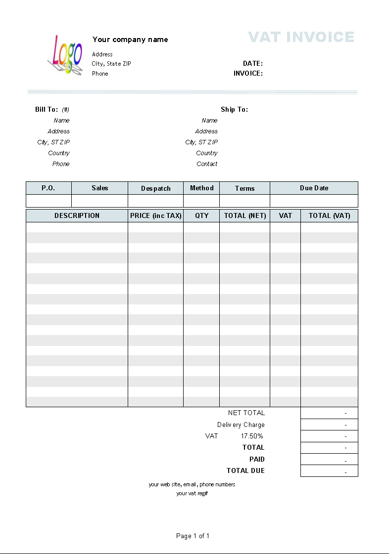 Free Tax Invoice Templates