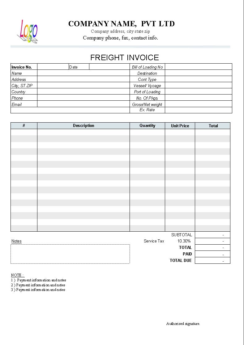 Free Trucking Invoice Template