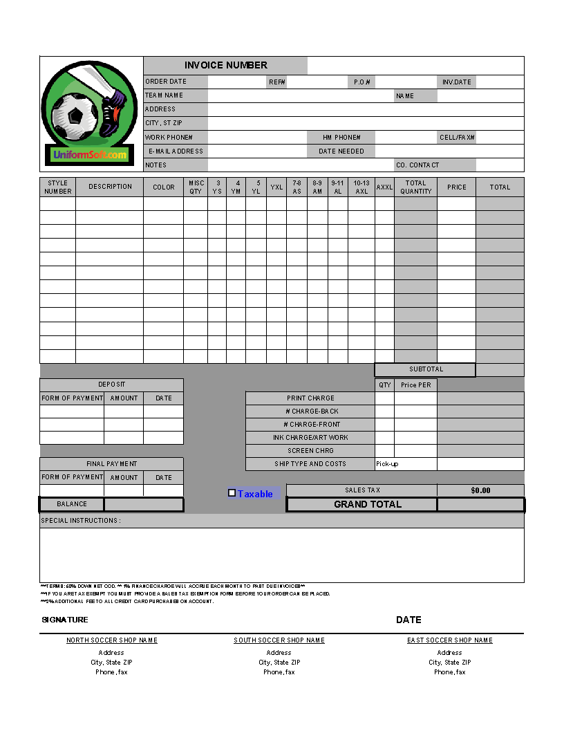 Shop Invoice Template